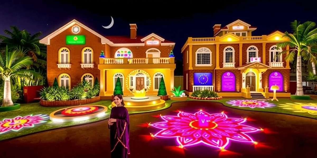 Panjim Power Play Diwali Celebration Panjim Power Play Diwali event showing virtual properties decorated with lights and rangoli patterns